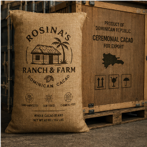 Export crate stencilled Product of Dominican Republic, Ceremonial Cacao For Export